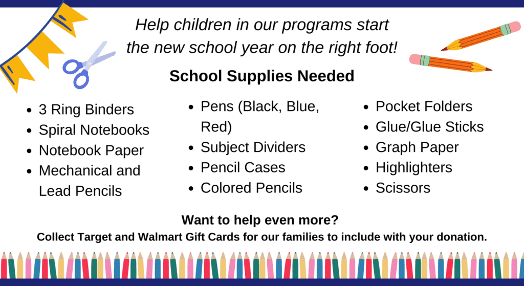 Back to School Bash List of items needed