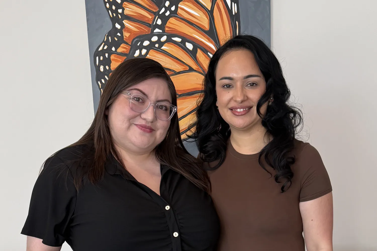 Anisa (left) with her Save the Family case manager, Arianna (right).